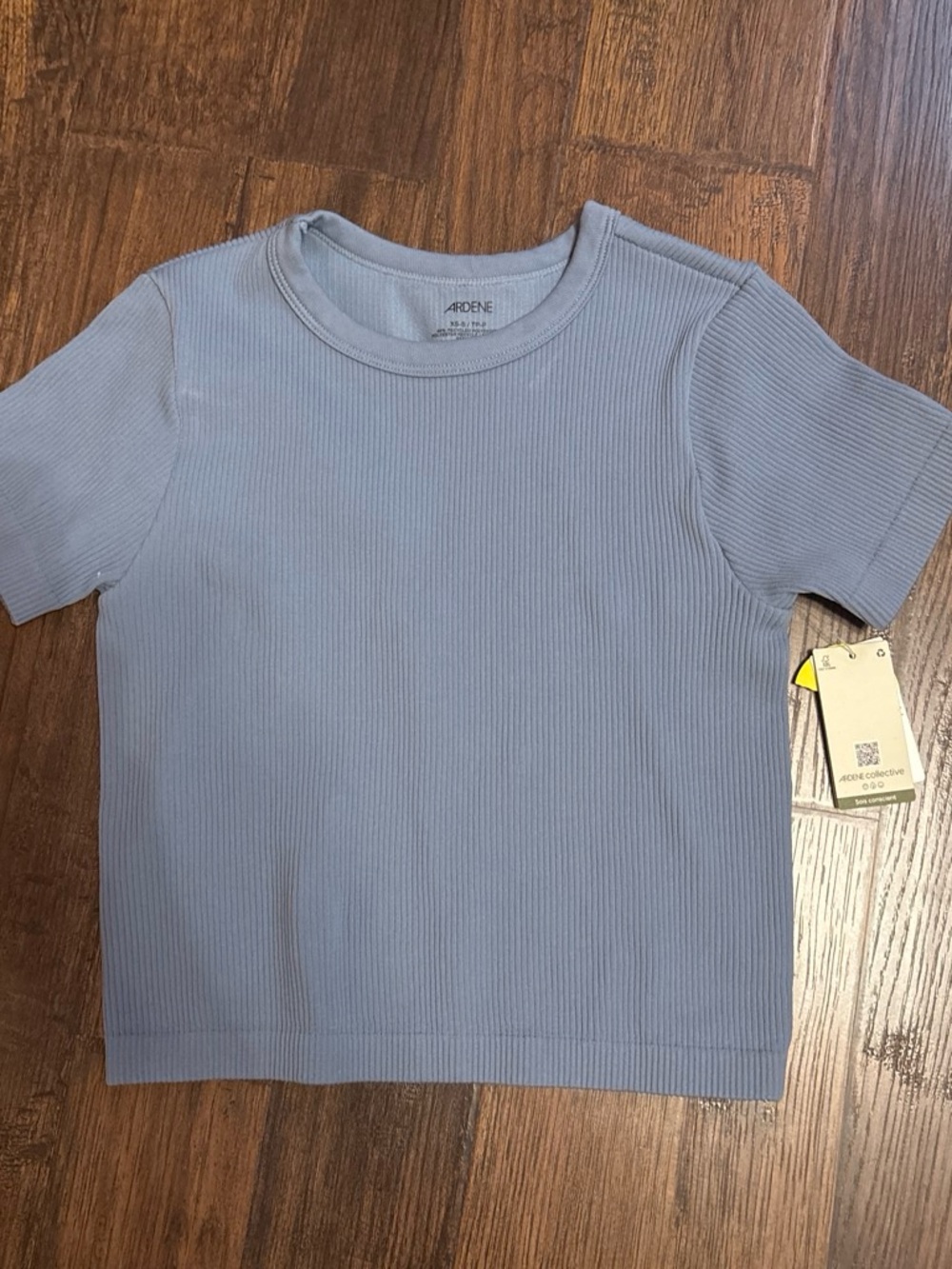 Ardene Short Sleeve Ribbed Tee in Light Blue